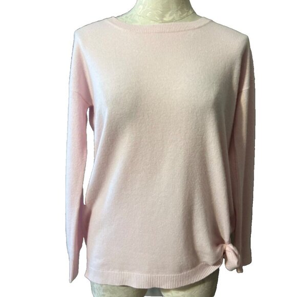 AMICI Pure Cashmere Light Pink Sweater Knotted Side S Small Balletcore NEW - Picture 1 of 6